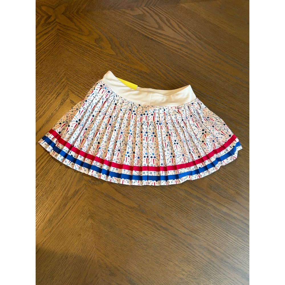 All in Motion Girls Pleated Skort XS 4/5 Cream Firework Star Print Athletic